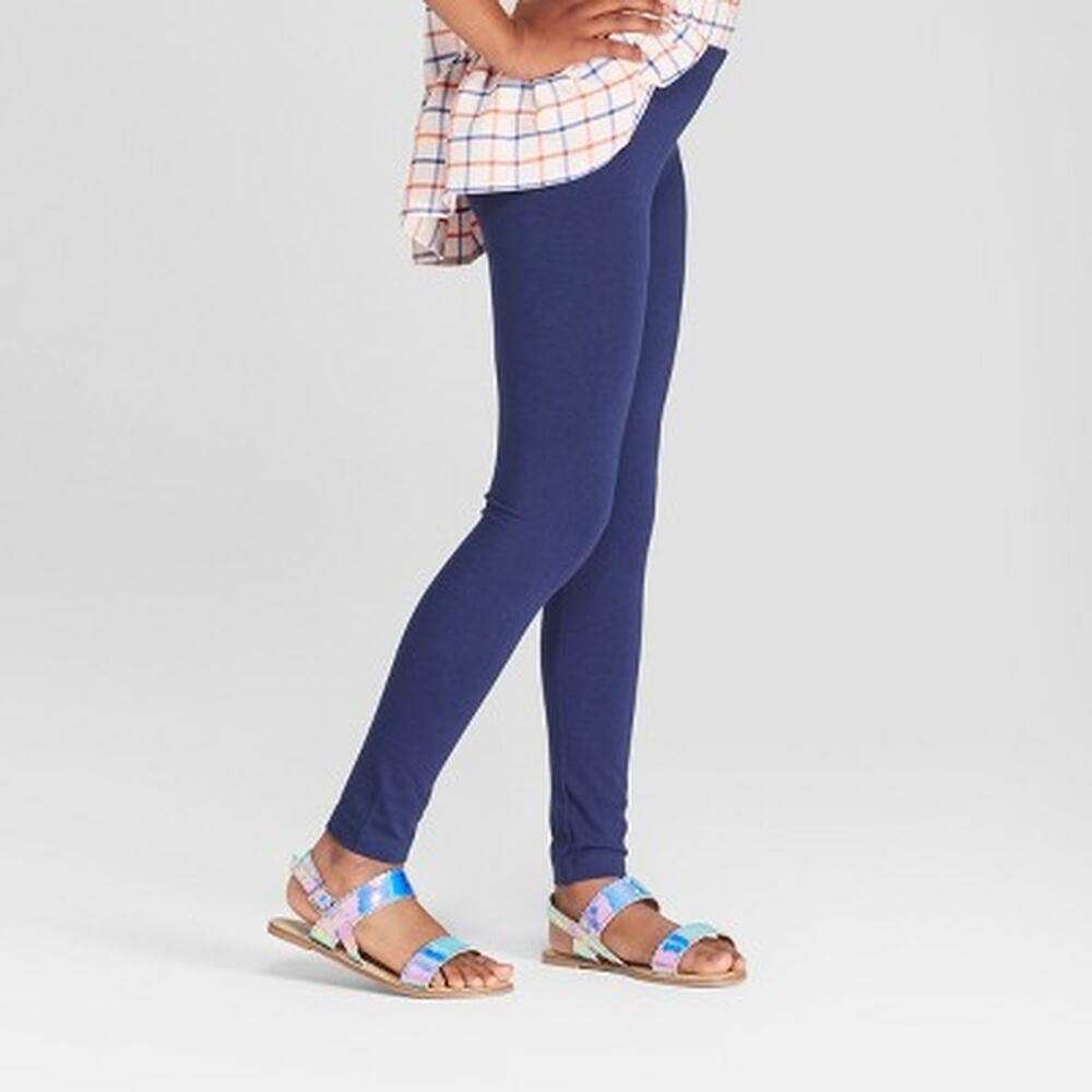 Cat & Jack Girls Navy Blue Leggings Pants - Small (6-6X) Cotton Blend Activewear